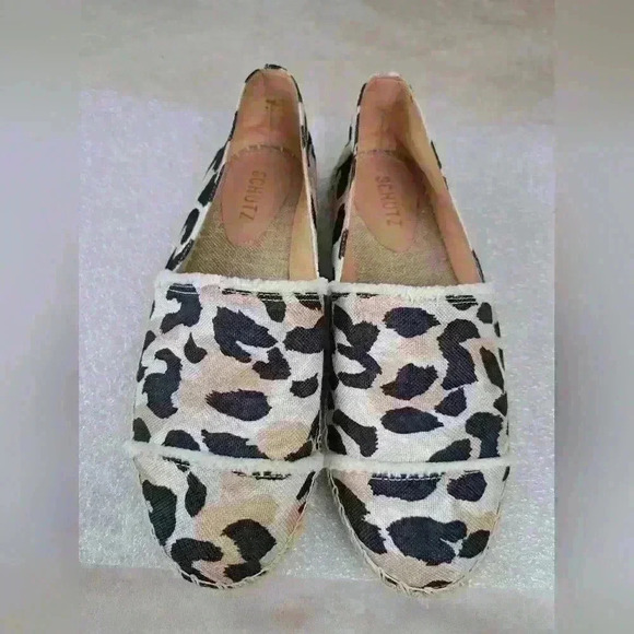 Schutz Shoes Women’s Espadrilles Size 8B Beige Leopard Prints Canvas - Picture 11 of 11